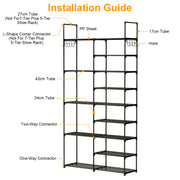 5 Tiers Plus 3 Tiers Shoe Rack Metal Shoe Storage Shelf
