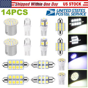 14Pcs T10/31mm/36mm/41mm/1156 Festoon LED Light Bulb Interior Dome Map LED Lights License Plate Trunk Side Positioning Lights 6000K White