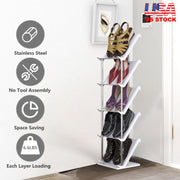 5 Tier Vertical Shoe Rack Narrow Free Standing Storage Organizer for Entryway Space-Saving Stackable Shoe Holder Corner Shoe Tower For Entryway Bedroo