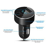 Universal 15W/3.1A Dual USB Car Charger Adapter Aluminum Alloy Fast Car Charging Adapter