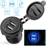 1Pc 2 USB Charger 12-24V Car Cigarette Lighter Socket