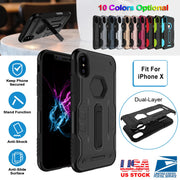 Rugged Phone Case for iPhone X Drop-protection Phone Case with Kickstand Heavy Duty Dual Layers Phone Protective Cover