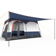 6-8 Person Camping Tent with Double Rooms and 2 Doors-Navy - Navy