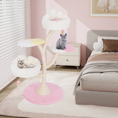 Multi-Layer Cat Tree Cat Tower with 2 Cat Perches 2 Platforms-Pink