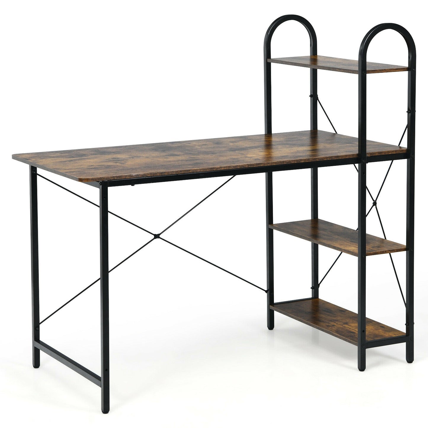 48-Inch Reversible Computer Desk with Storage Shelf-Rustic Brown