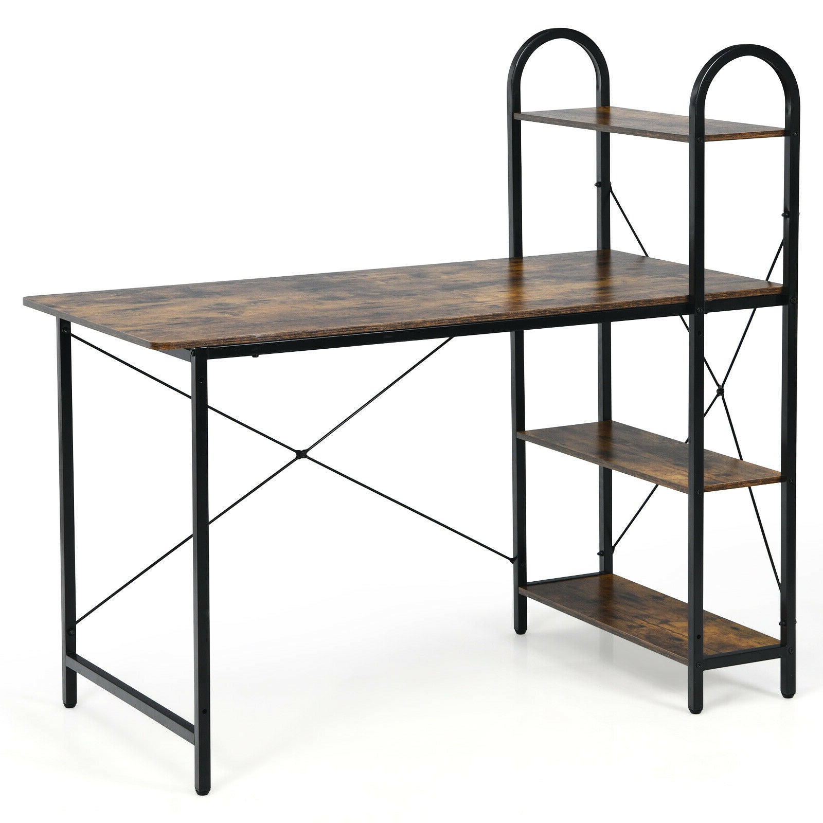 48-Inch Reversible Computer Desk with Storage Shelf-Rustic Brown