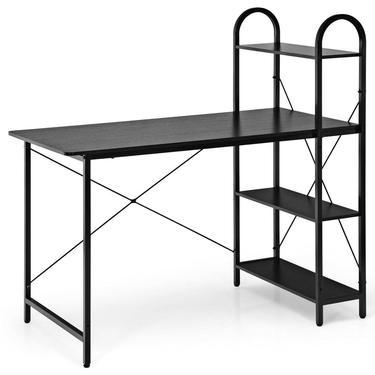 48-Inch Reversible Computer Desk with Storage Shelf-Black