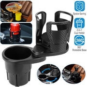 2 In 1 Car Cup Holder Extender Adapter With 360° Rotating Features