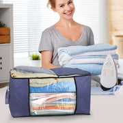 2Pcs 90L Large Foldable Clothes Navy Blue Storage Bag