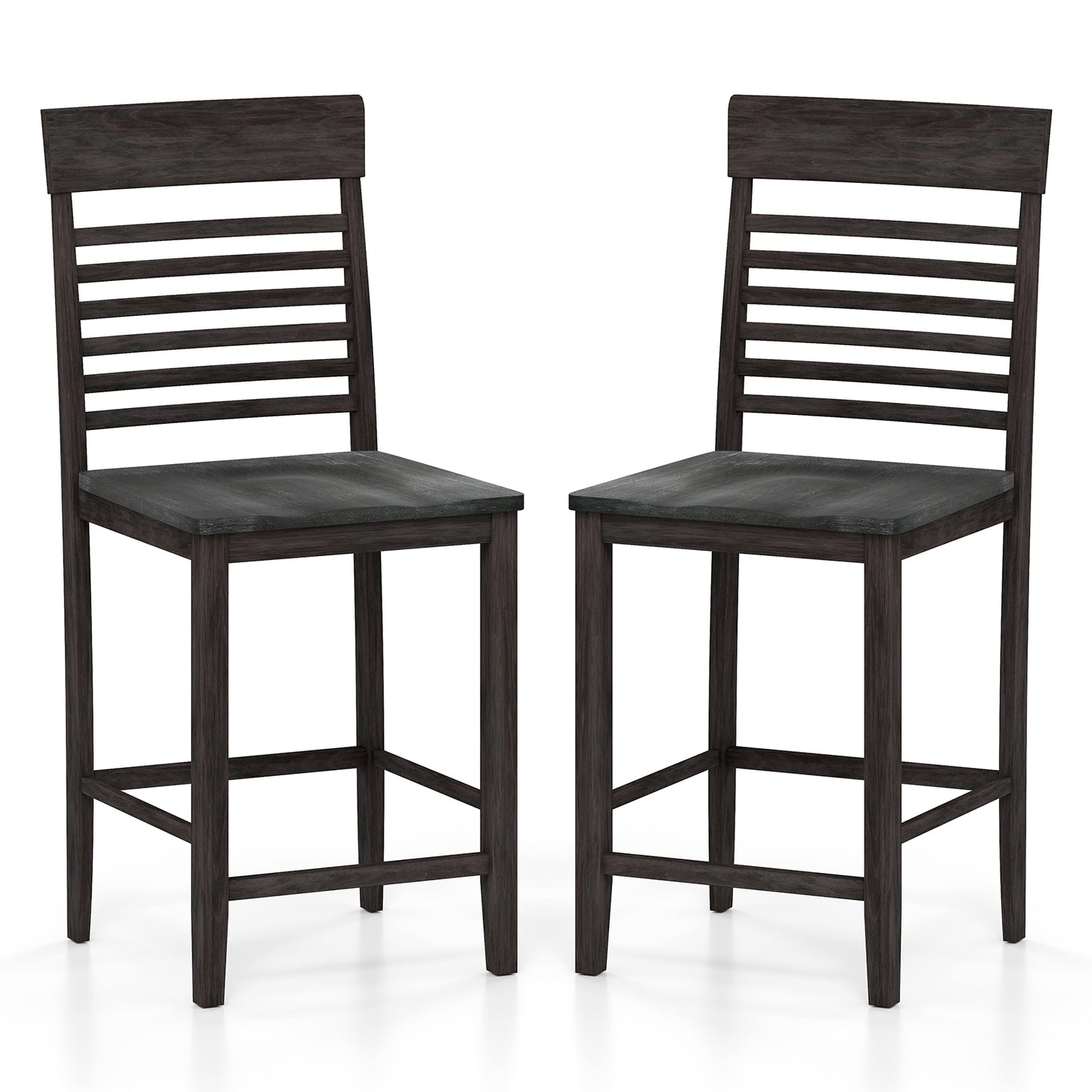 Dining Chair Set of 2 with Footrests and Solid Wood Frame