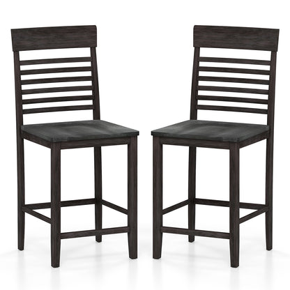 Dining Chair Set of 2 with Footrests and Solid Wood Frame