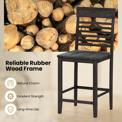 Dining Chair Set of 2 with Footrests and Solid Wood Frame