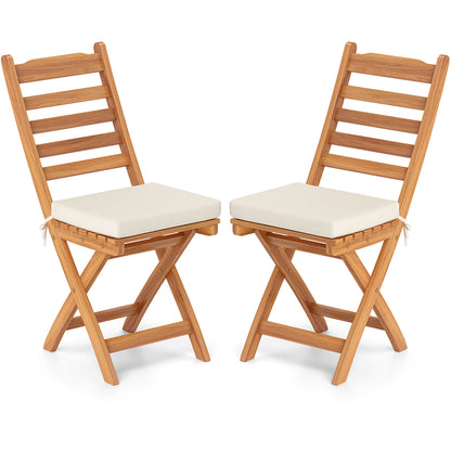 Patio Folding Chairs Set of 2 with Soft Seat Cushion