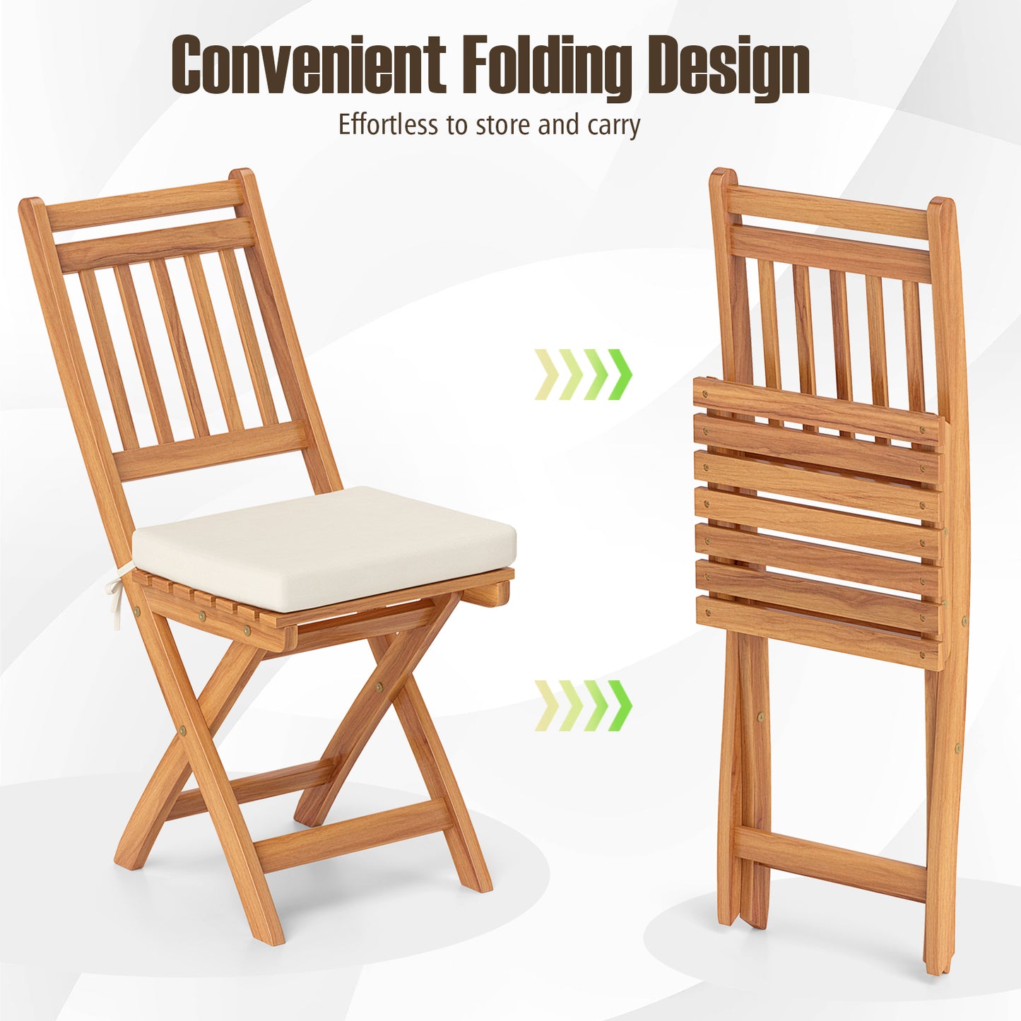 Patio Folding Chairs Set of 2 with Soft Seat Cushion-A - B