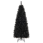 Pre-lit Christmas Halloween Tree with PVC Branch Tips and Warm White Lights-6 ft - 6 Ft