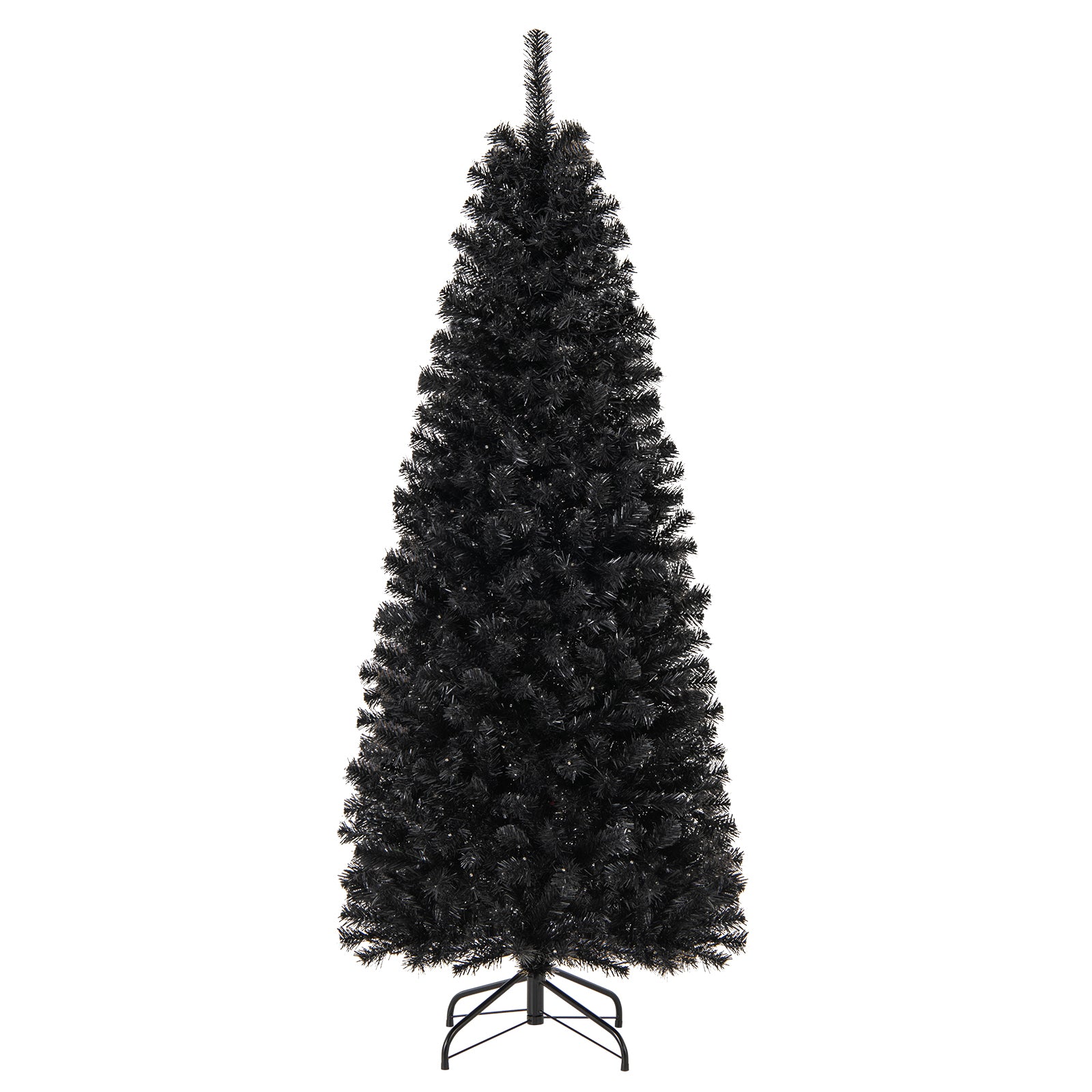 Pre-lit Christmas Halloween Tree with PVC Branch Tips and Warm White Lights-6 ft - 6 Ft
