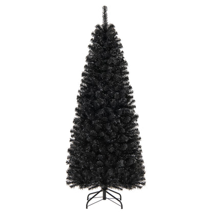 Pre-lit Christmas Halloween Tree with PVC Branch Tips and Warm White Lights-6 ft - 6 Ft
