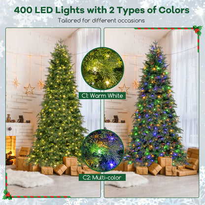 6/7.5 Feet Pre-Lit Artificial Christmas Tree with 11 Modes and Metal Stand-7.5ft