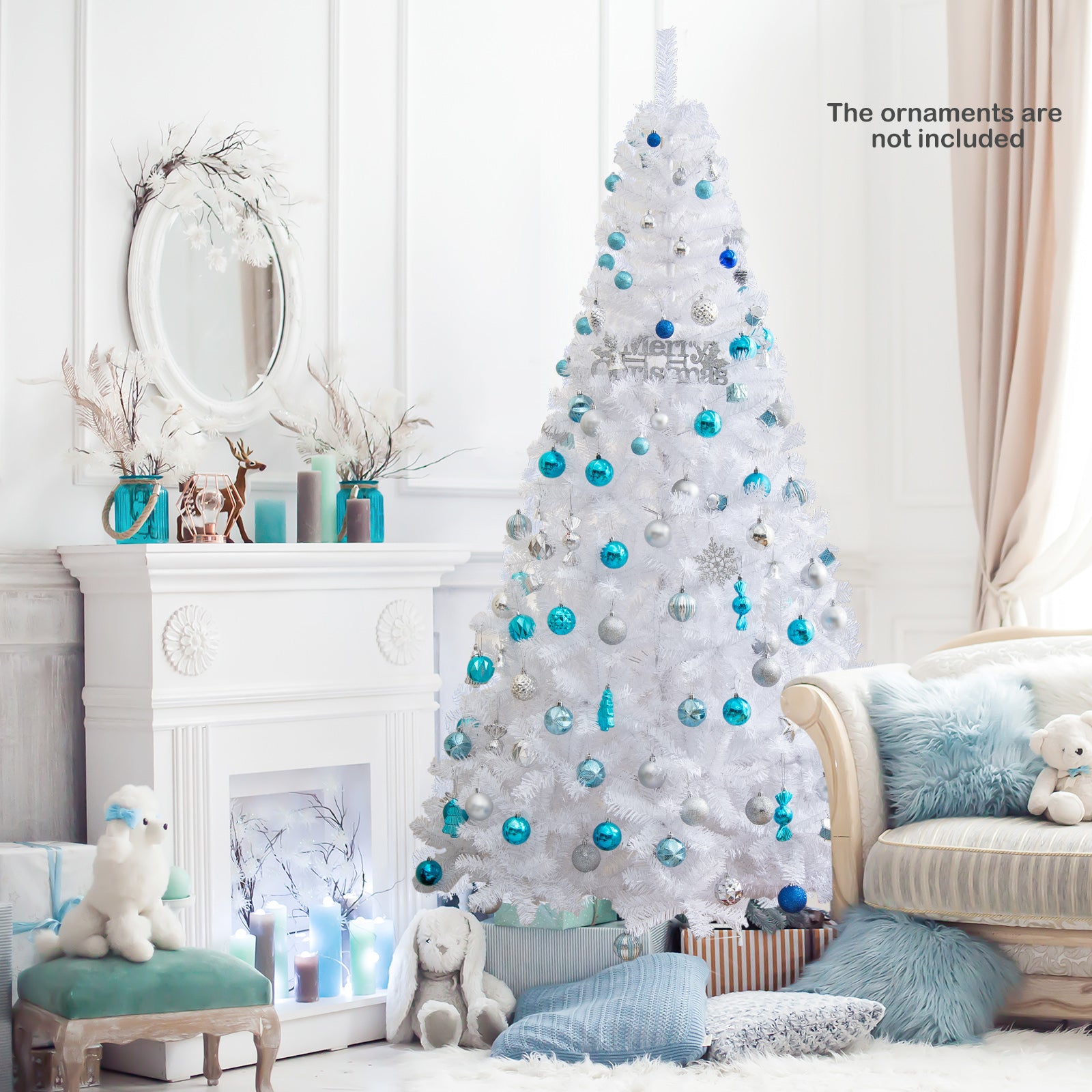 7 ft White Artificial PVC Christmas Tree with Stand
