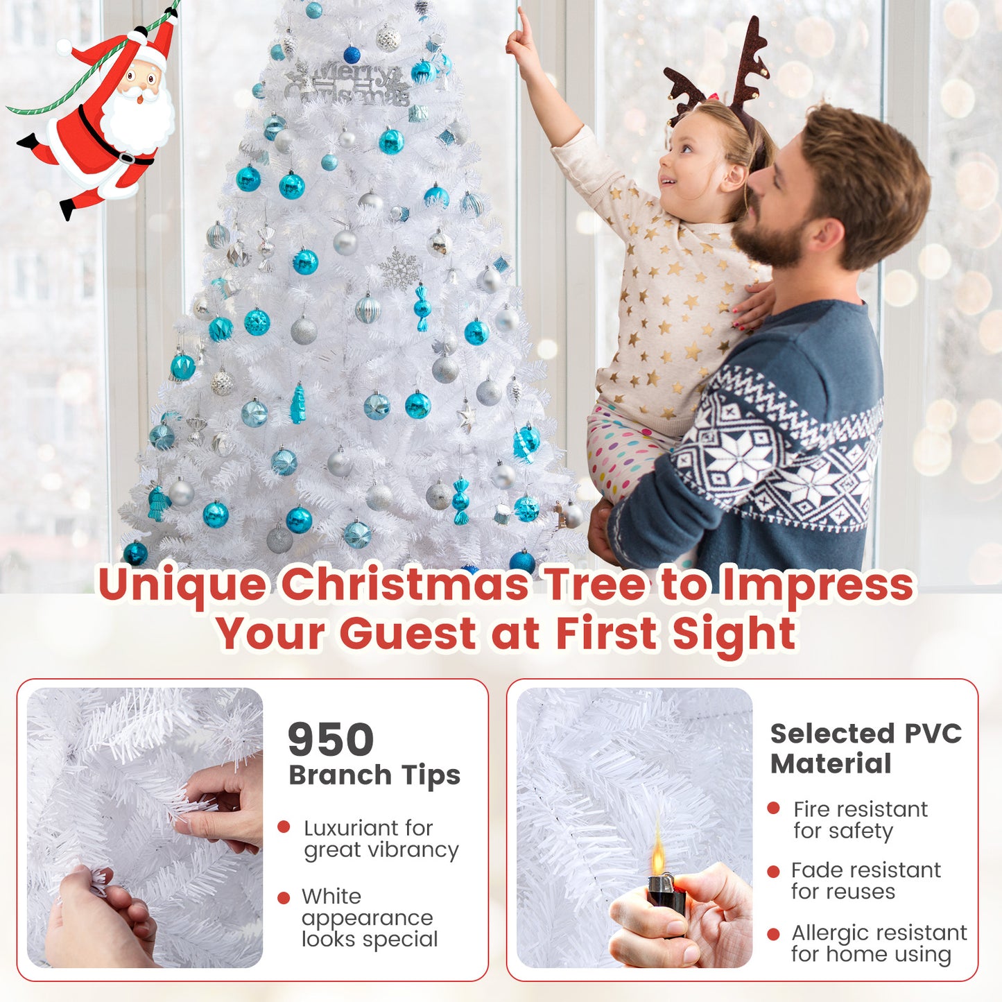7 ft White Artificial PVC Christmas Tree with Stand
