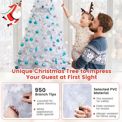 7 ft White Artificial PVC Christmas Tree with Stand