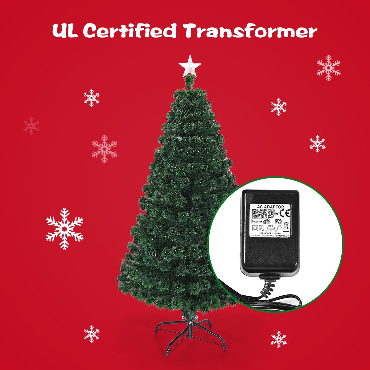 5' / 6' / 7' Multicolor LED Fiber Optic Artificial Christmas Tree-5'