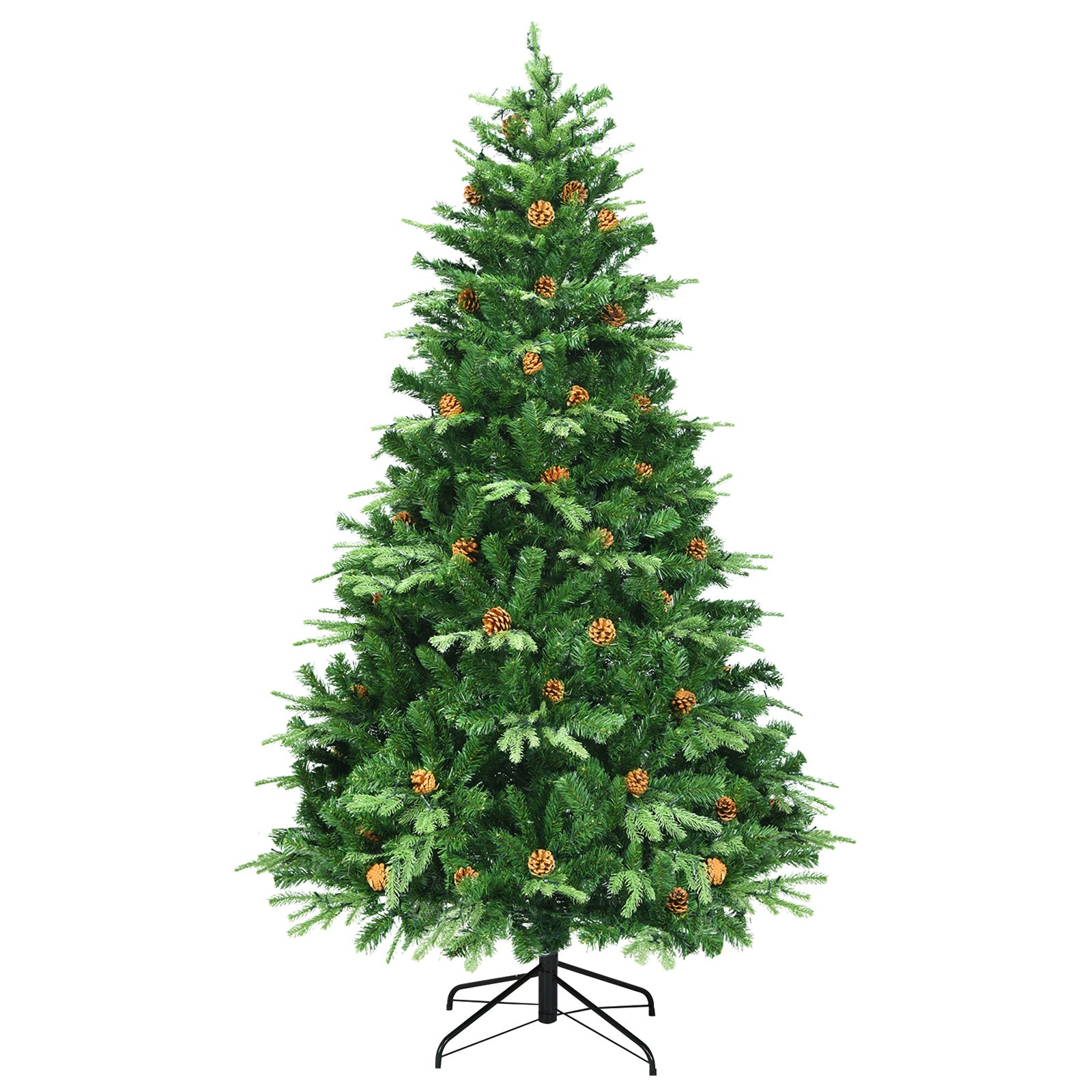 7.5 ft Artificial Christmas Tree with LED Lights and Pine Cones - 7'