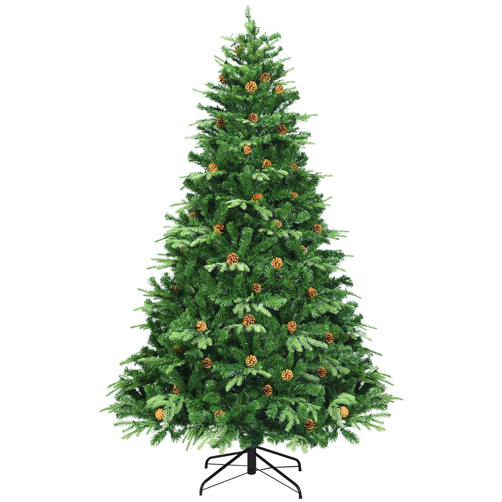7.5 ft Artificial Christmas Tree with LED Lights and Pine Cones - Default