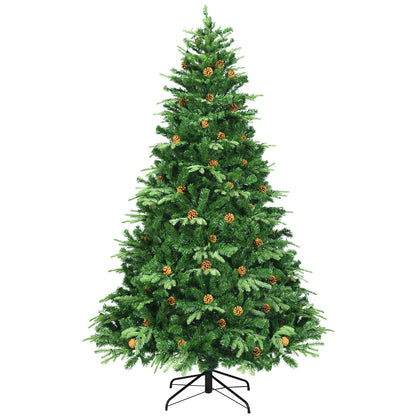7.5 ft Artificial Christmas Tree with LED Lights and Pine Cones - Default