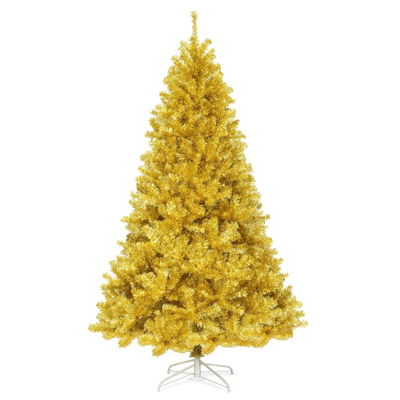 6/7.5 Feet Artificial Tinsel Christmas Tree Hinged with Foldable Stand-7.5 ft - 7.5 Ft
