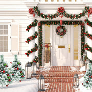 2 Feet Set of 2 Pre-lit Pathway Flocked Christmas Trees Battery Powered