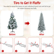 Snow-Flocked Hinged Artificial Christmas Pencil Tree with Mixed Tips