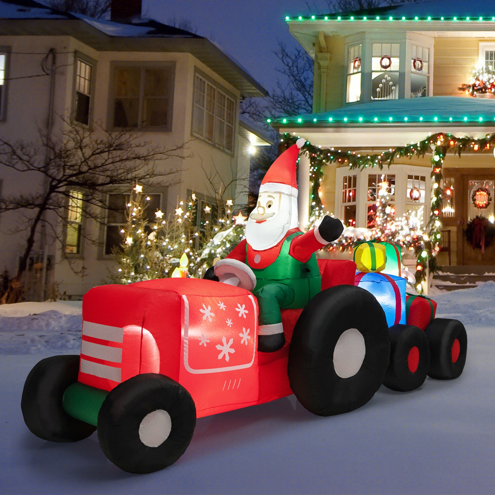 9 Feet Long Christmas Inflatables Santa Claus Decoration with Gifts
