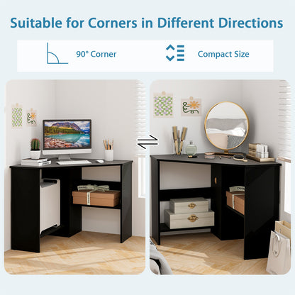 Corner Computer Desk with Storage Shelf - Triangle Design