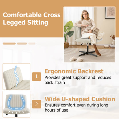 Criss Cross Legged Chair No Wheels 120¬∞ Rocking Adjustable Height-Beige