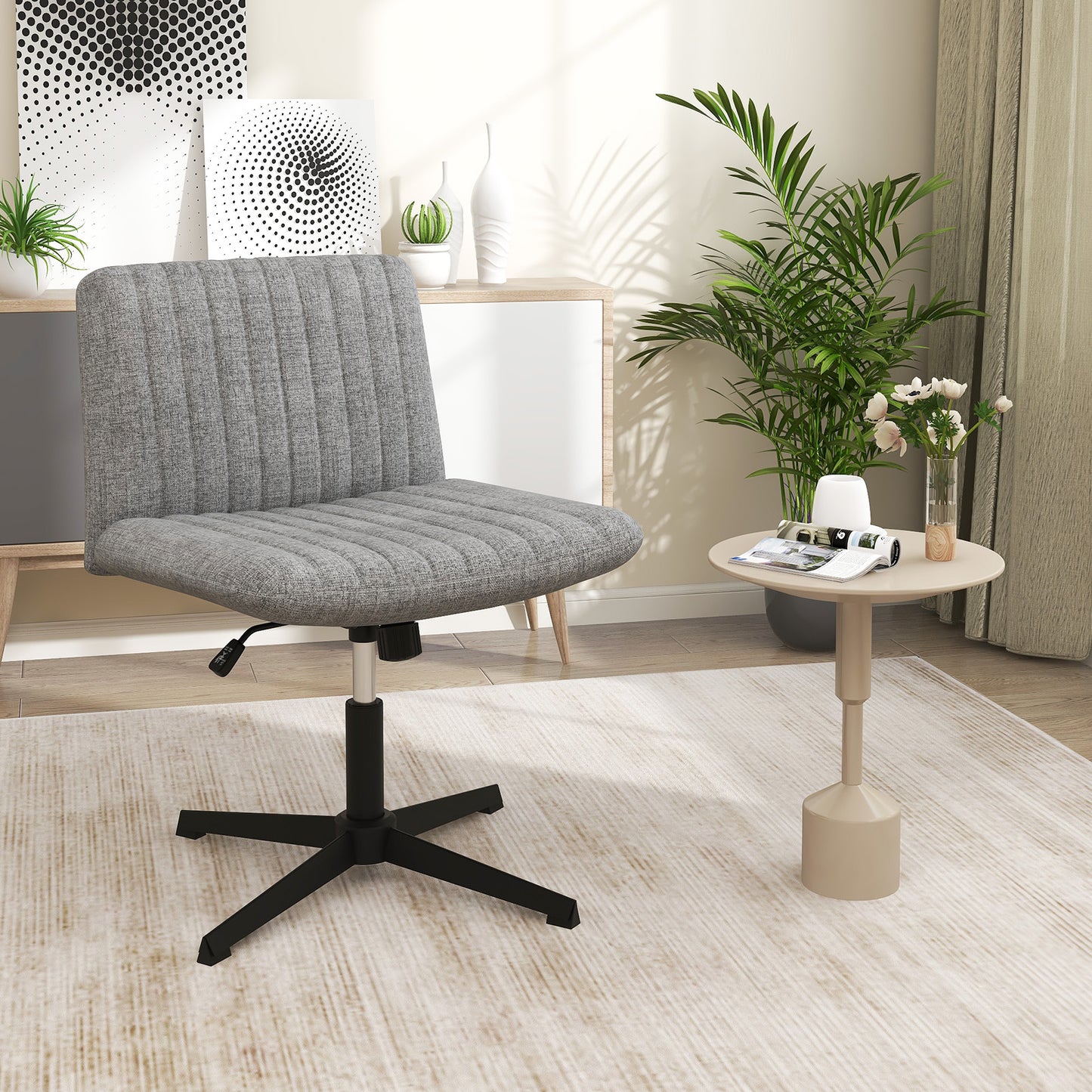 Criss Cross Legged Chair No Wheels 120¬∞ Rocking Adjustable Height-Gray