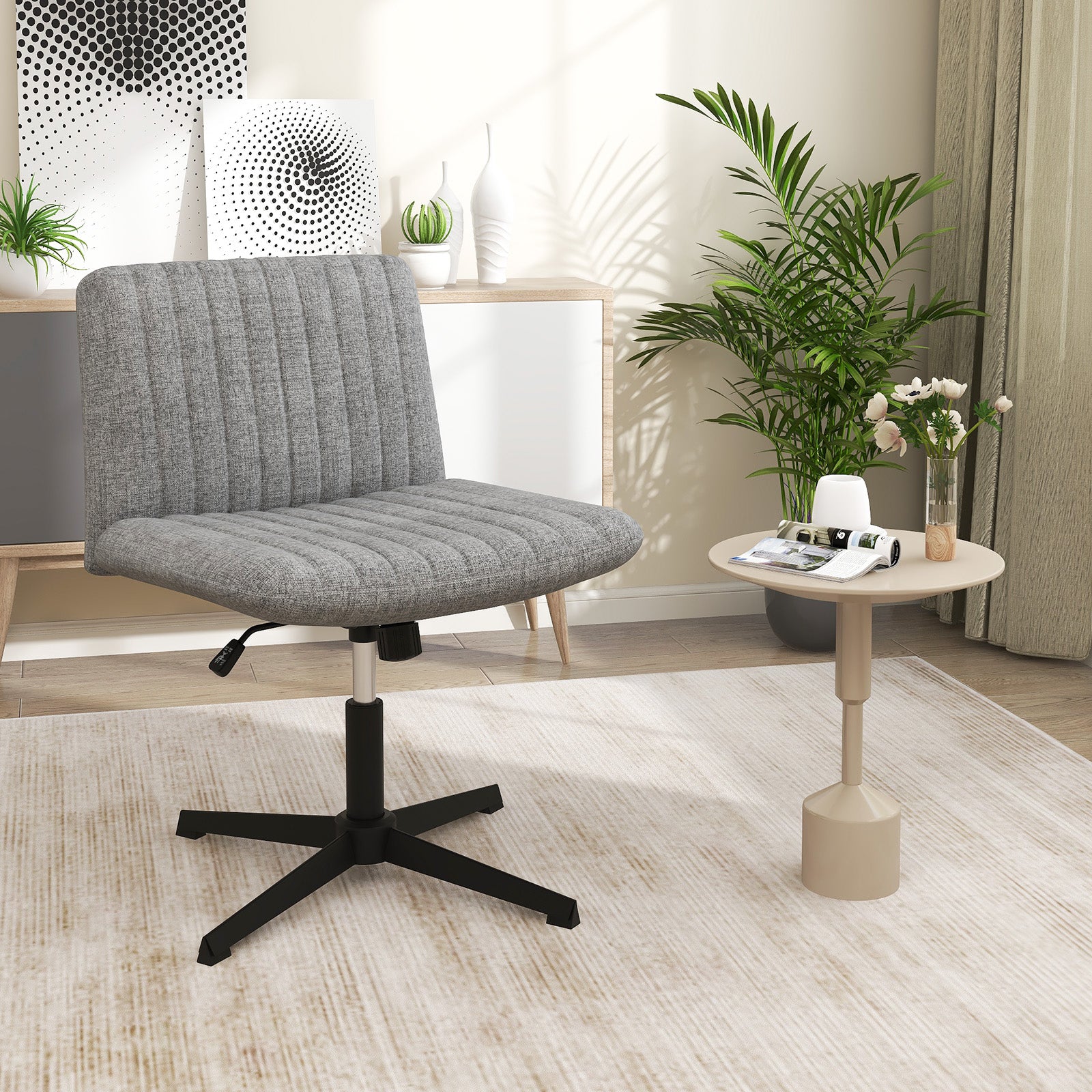 Criss Cross Legged Chair No Wheels 120¬∞ Rocking Adjustable Height-Gray