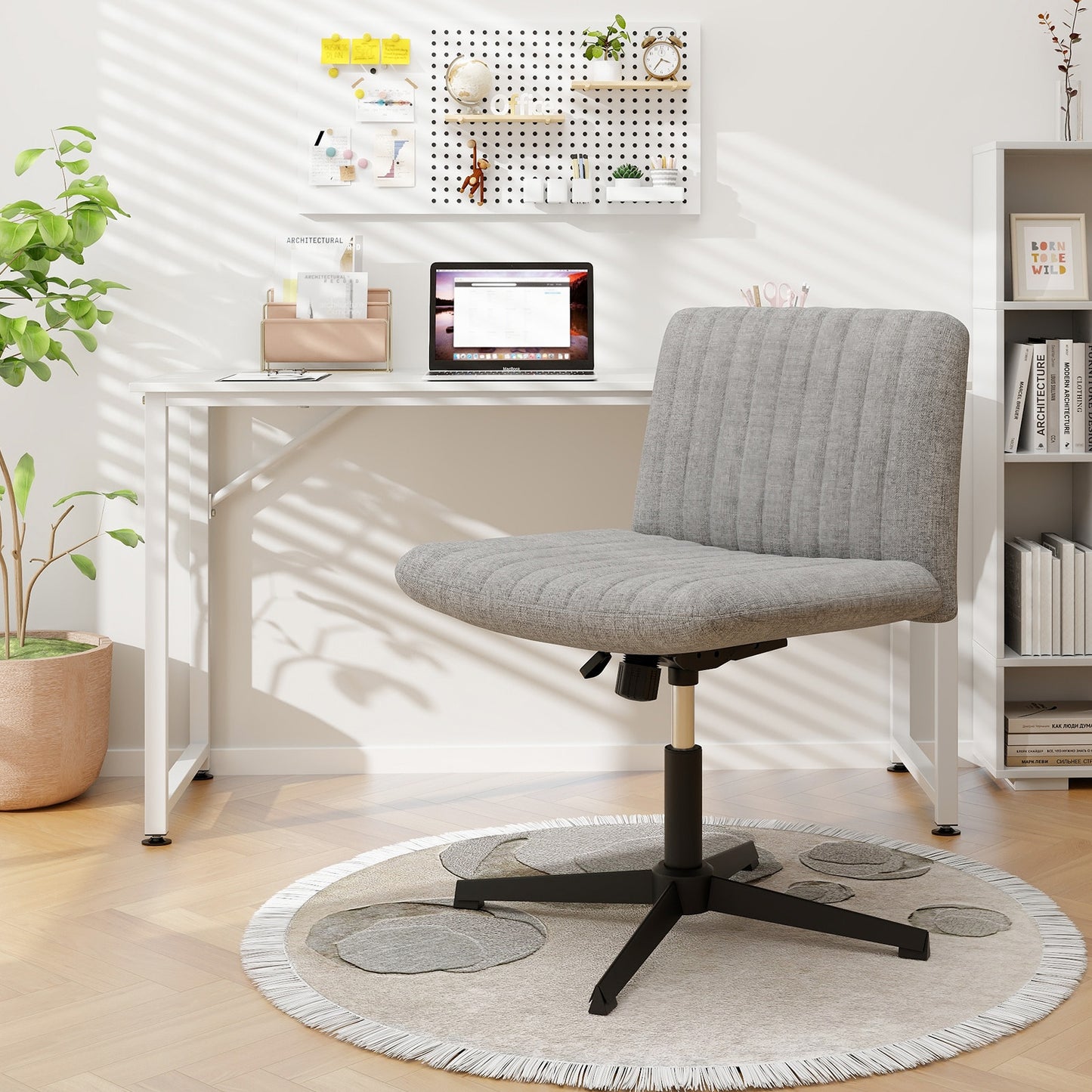 Criss Cross Legged Chair No Wheels 120¬∞ Rocking Adjustable Height-Gray