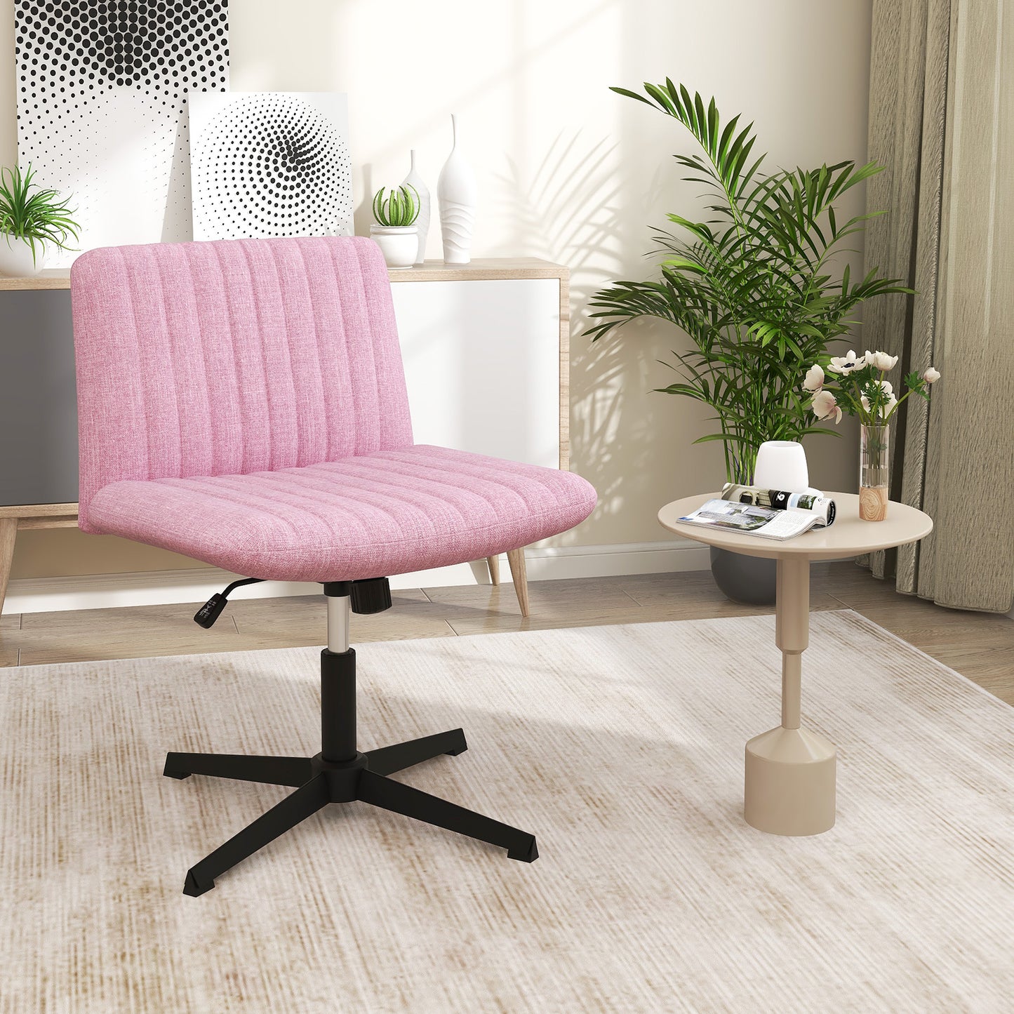 Criss Cross Legged Chair No Wheels 120¬∞ Rocking Adjustable Height-Pink
