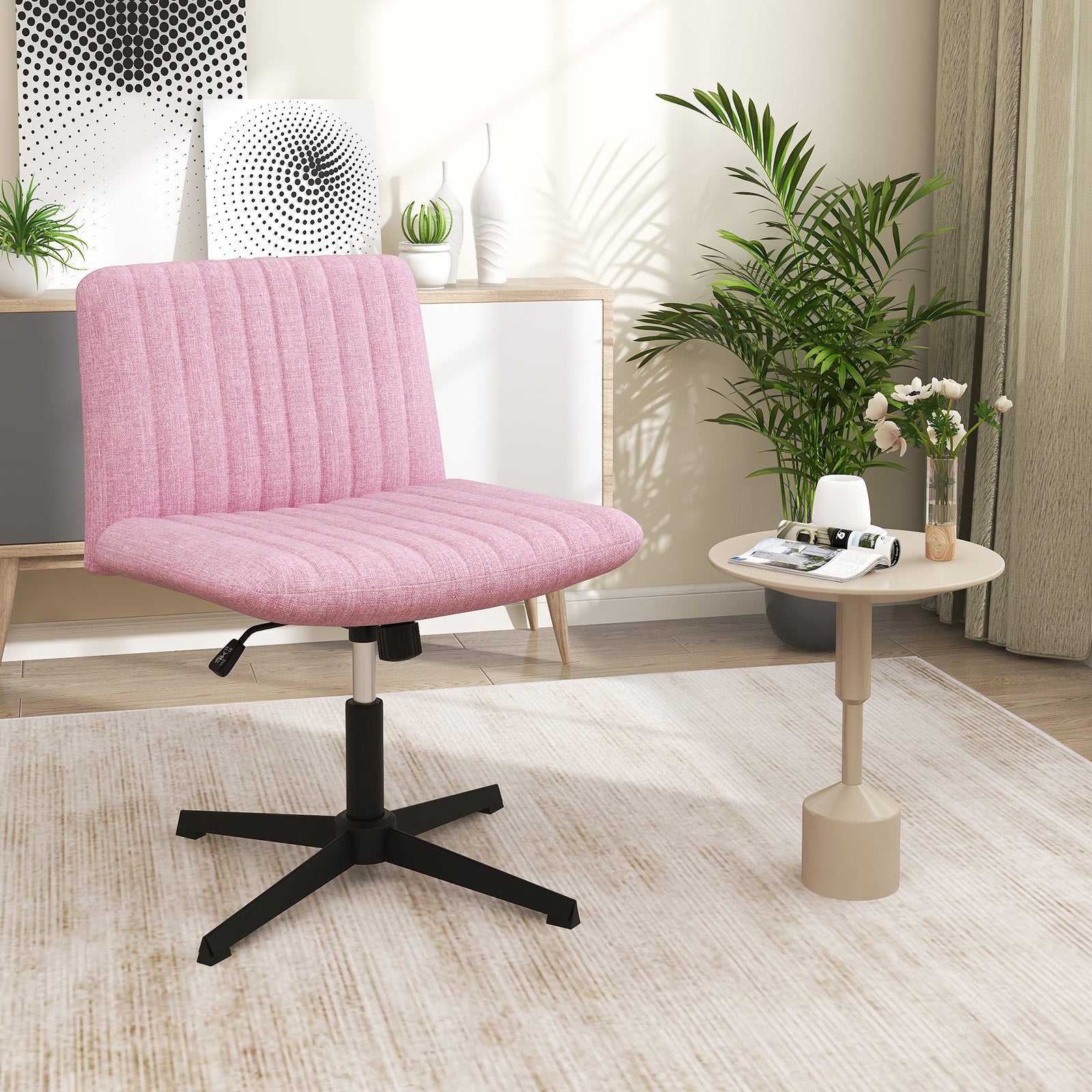 Criss Cross Legged Chair No Wheels 120¬∞ Rocking Adjustable Height-Pink