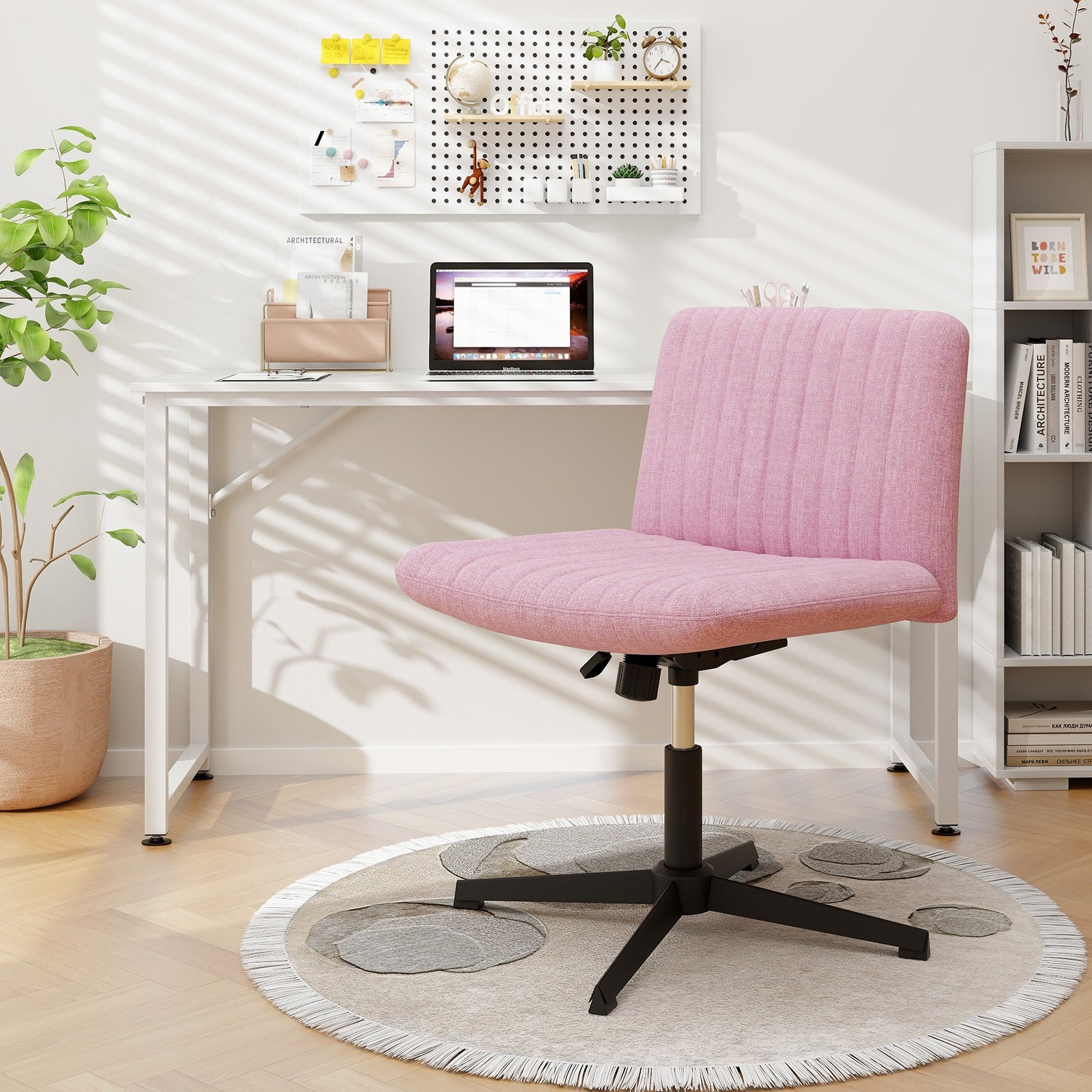 Criss Cross Legged Chair No Wheels 120¬∞ Rocking Adjustable Height-Pink