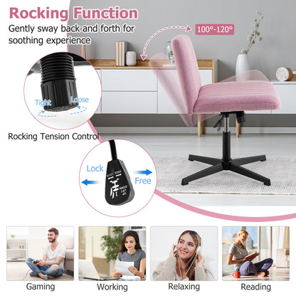 Criss Cross Legged Chair No Wheels 120¬∞ Rocking Adjustable Height-Pink