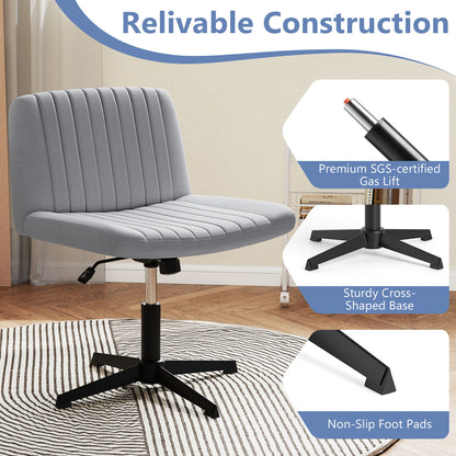 Criss Cross-Legged Swivel Desk Chair No Wheels-Gray