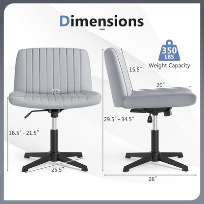 Criss Cross-Legged Swivel Desk Chair No Wheels-Gray