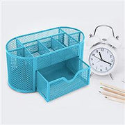 Metal Mesh Pencil Holders Desk Organizer w/ 9 Compartment Pen Holder Storage