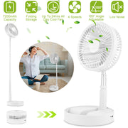 White Portable Folding Desk Table Fan