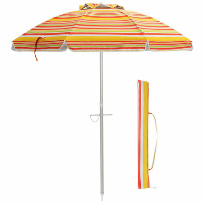 6.5 Feet Beach Umbrella with Carry Bag without Weight Base-Multicolor - Orange