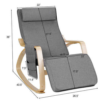Comfortable Lounge Rocking Chair with Removable Cushion Cover and Side Pocket