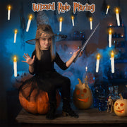 12Pcs Flameless Floating Candles LED Magic Hanging Candle Light Battery Operated Flickering Warm Light Window Candle With Magic Wand Remote for Hallow