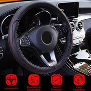 Steering Wheel Cover 14.5in-15in Diameter Universal Fiber Leather Car Steering Wheel Protector